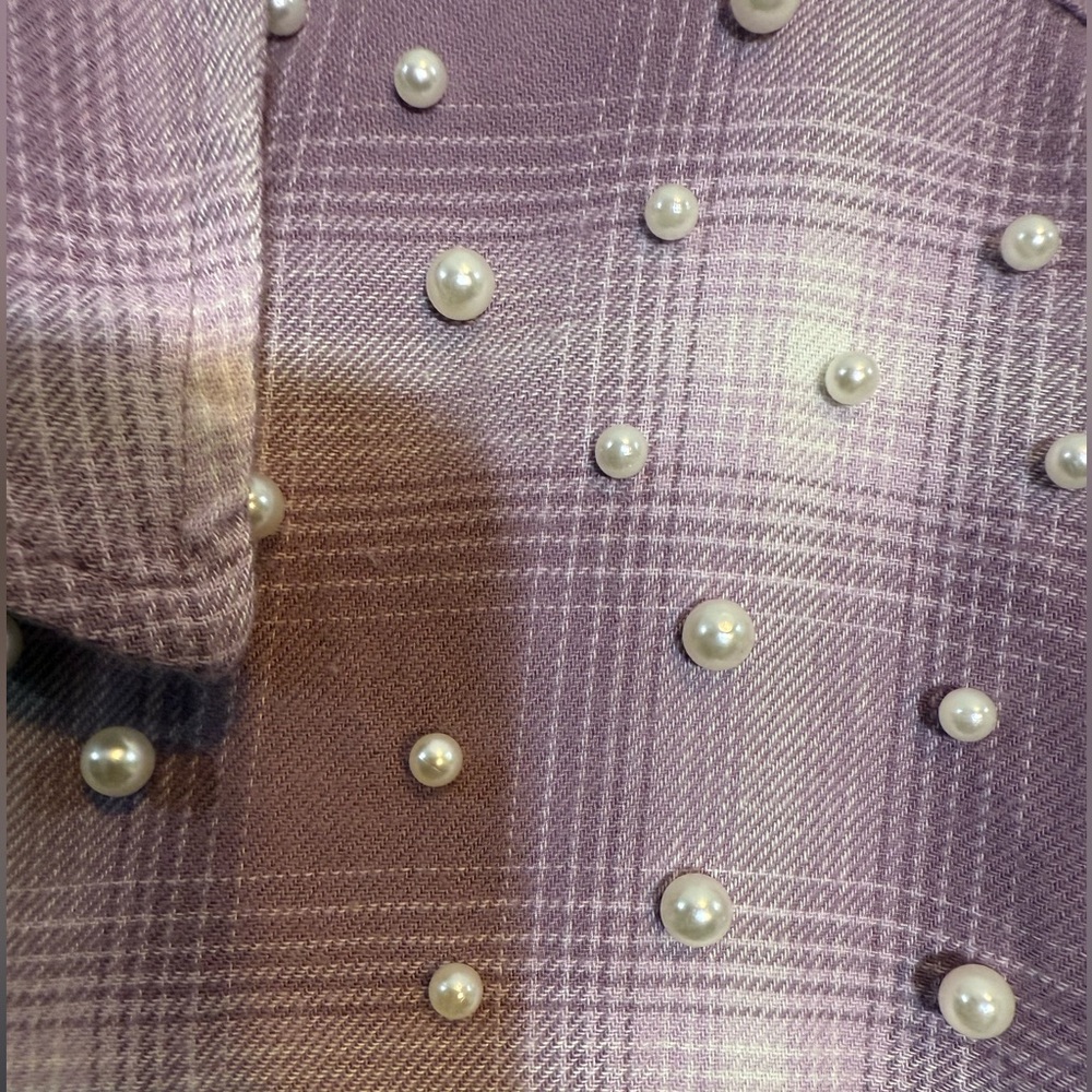 Express Pearl Embellished Boyfriend Portofino Shirt - Picture 5 of 6